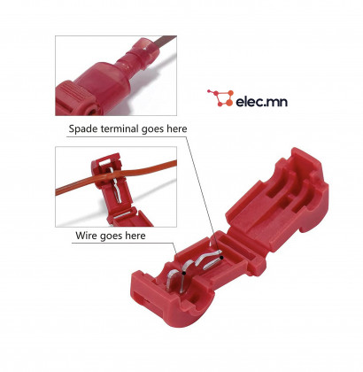 Pairs Self-Stripping T-Tap Electrical Connectors, Wire Connector Scotch Lock T Quick Splice Connector with Nylon Fully Insulated Male Quick Disconnects For Car Wiring (Red 22-18 AWG)