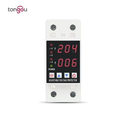 Din Rail Dual Display Adjustable Over Voltage Current and Under Voltage Protective Device Protector Relay 40A 63A 80A 220V 230V