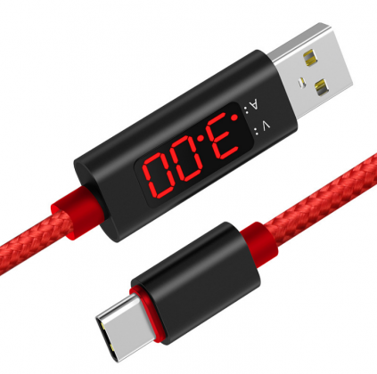 Nylon LCD screen voltage and current intelligent display USB data Cable fast charge Cable for Micro USB Type C